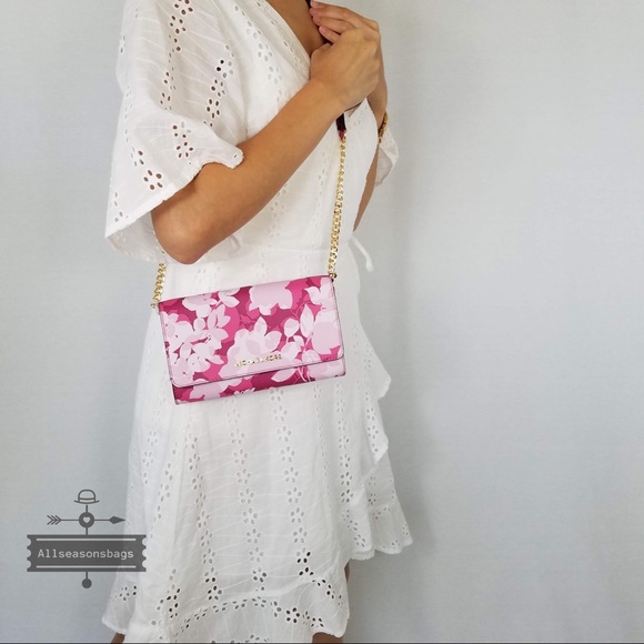 NWT Michael Kors Jet set granita pink crossbody - Picture 3 of 8